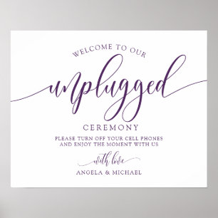 Unplugged Wedding Ceremony-Typografie - Plum Paars Poster