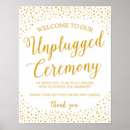 Unplugged Wedding Gold Confetti Poster