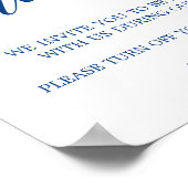 Unplugged Wedding Sign Navy Blue Calligrafie Poster (Hoek)