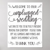 Unplugged Wedding Sign, Wedding Printables" Poster (Voorkant)