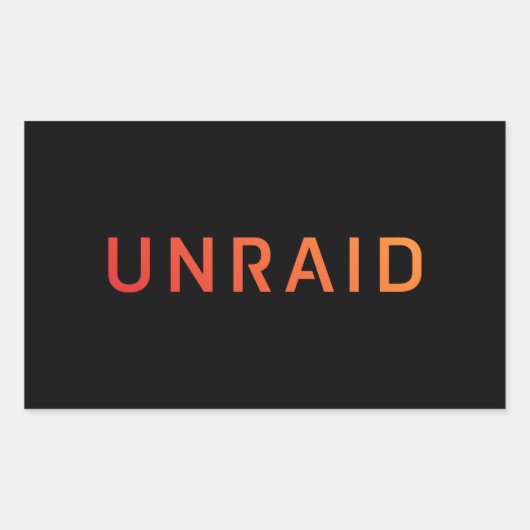 Unraid sinaasappel op zwarte rechthoekige sticker (Voorkant)