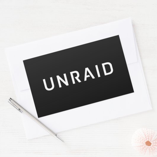 Unraid zwarte rechthoek sticker (Envelop)