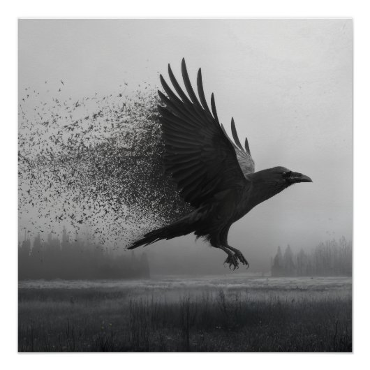Unraveling - Raven in the Mist Perfect Poster (Voorkant)