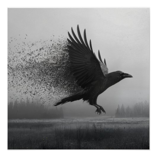Unraveling - Raven in the Mist Perfect Poster (Voorkant)