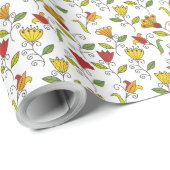 Unrolled and flat sheets of floral wrapping paper  cadeaupapier (Rol Hoek)