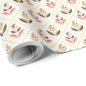 Unrolled and flat views of floral wrapping paper cadeaupapier (Rol Hoek)