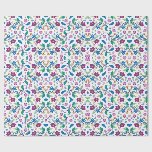 Unrolled and flat views of vibrant floral wrapping cadeaupapier (Vlak)