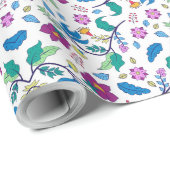 Unrolled and flat views of vibrant floral wrapping cadeaupapier (Rol Hoek)