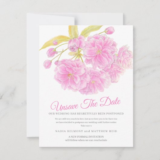 Unsave de datum bruiloft verandering uitgestelde b save the date (Voorkant)