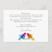 UnSave onze datum LGBTQ+ Regenboog Lovebirds Informatiekaartje (Achterkant)