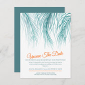 Unsave the date bruiloft change of plan blue palm save the date (Voorkant / Achterkant)
