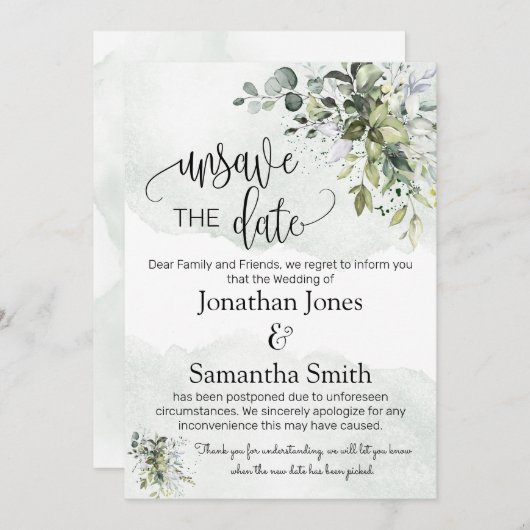 Unsave the date change eucalyptus in kaart (Voorkant / Achterkant)