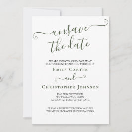 Unsave the Date Elegant Green Wedding Update Card Save The Date