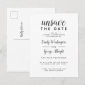 Unsave the Date Elegant Wedding Postponed Uitnodiging Briefkaart (Voorkant / Achterkant)