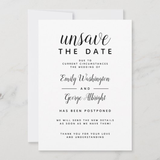 Unsave the Date Formal New Date Notice Kaart (Voorkant)