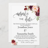 Unsave the date of datumbruiloft change marsala in kaart (Voorkant / Achterkant)