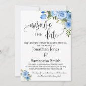 Unsave the date of datums bruiloft change blue flo kaart (Voorkant)