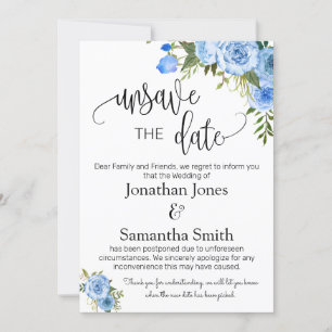 Unsave the date of datums bruiloft change blue flo kaart