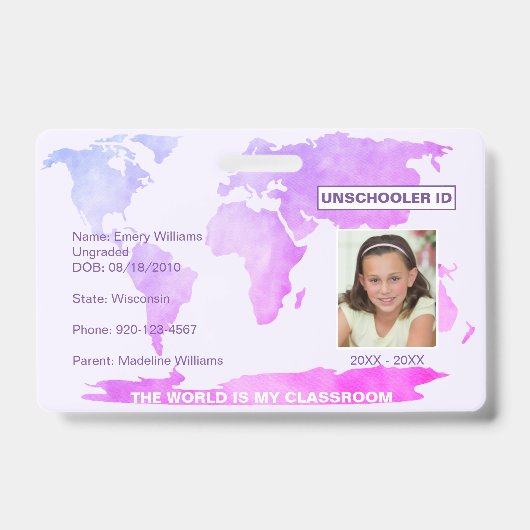 Unschooling Homeschooling Kaart Badge (Voorzijde)