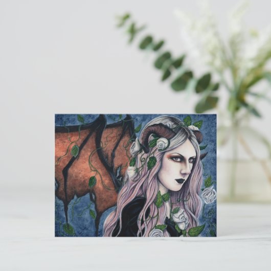 Unseelie Gothic Fairy Dark Fantasy Horns Briefkaar Briefkaart (Staand voorkant)