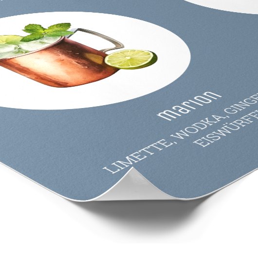 Unsere Lieblingscocktails Hochzeit Dusty Blue 01 Poster (Hoek)