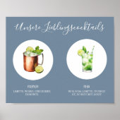 Unsere Lieblingscocktails Hochzeit Dusty Blue 01 Poster (Voorkant)