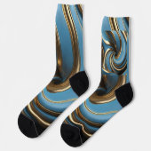 Unsex Blauw, Metallic Goud Marmer Sokken (Links)