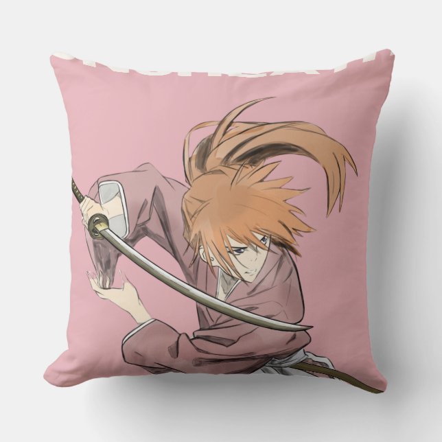 UNSHEATH - Kenshin Himura Geïnspireerd Samurai Kus Kussen (Voorkant)