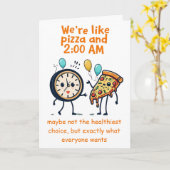 Unstoppable Duo: Pizza & 2:00 AM Anniversary Kaart (Gele Bloem)