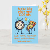 Unstoppable Duo: Pizza & 2:00 AM Anniversary Kaart (Gele Bloem)
