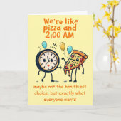 Unstoppable Duo: Pizza & 2:00 AM Anniversary Kaart (Gele Bloem)