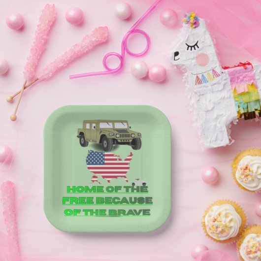 Unstoppable veterans pale green  papieren bordje (Feest)