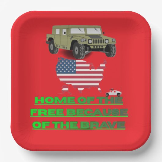 Unstoppable veterans red papieren bordje (Voorkant)