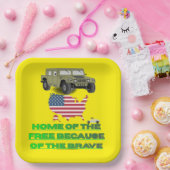 Unstoppable veterans yellow papieren bordje (Feest)