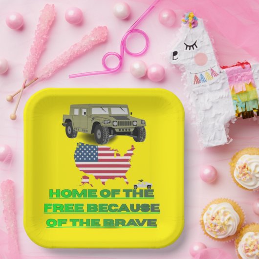 Unstoppable veterans yellow papieren bordje (Feest)