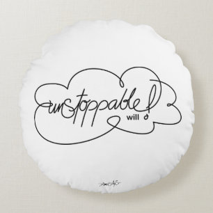 UNSTOPPABLE zal - Vette wolken - Zwart Manuscript Rond Kussen