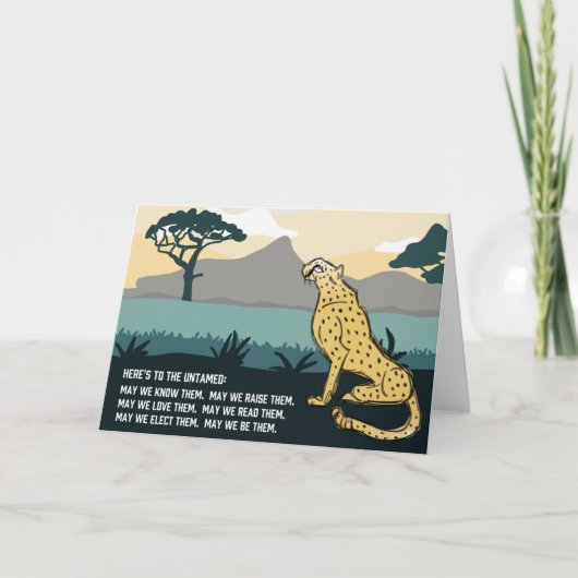 Untamed Cheetah is naar Wenskaart Kaart (Voorkant)