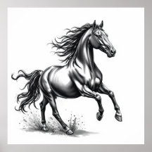 Untamed Grace: Horse Charcoal Art