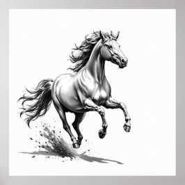 Untamed Grace: Horse Charcoal Art Poster