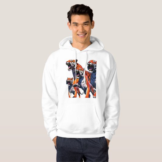 Untamed Roar: Tijgers in Flight Hoodie (Voorkant volledig)