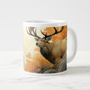 Untamed Splendor: Majestic Elk in de herfst Grote Koffiekop
