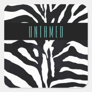 Untamed Typography Zebra Print Vierkante Sticker