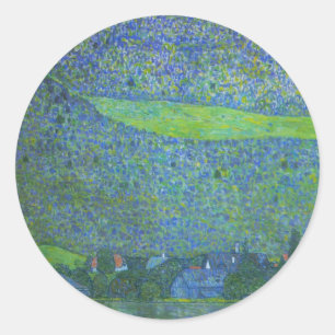 Unterach am Attersee door Klimt, Vintage Art Nouve Ronde Sticker