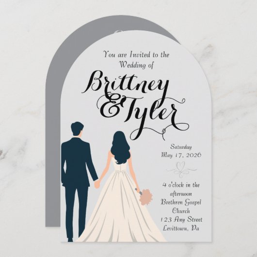Until Forever-Brittney Wedding Invitation Kaart (Voorkant / Achterkant)