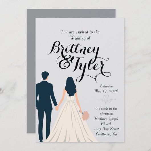 Until Forever-Brittney Wedding Invitation Kaart (Voorkant / Achterkant)