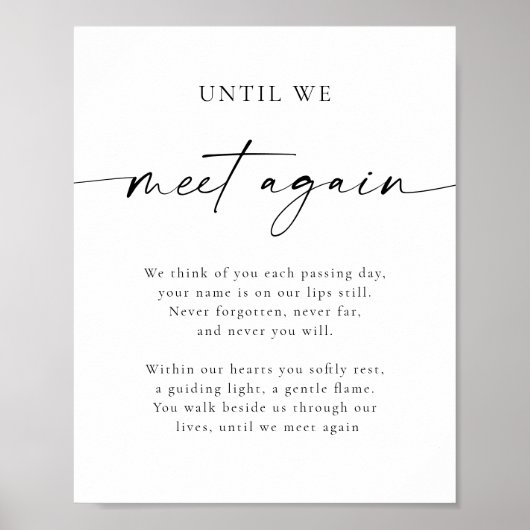 Until We Meet Again Memorial Poem Wedding Sign Poster (Voorkant)