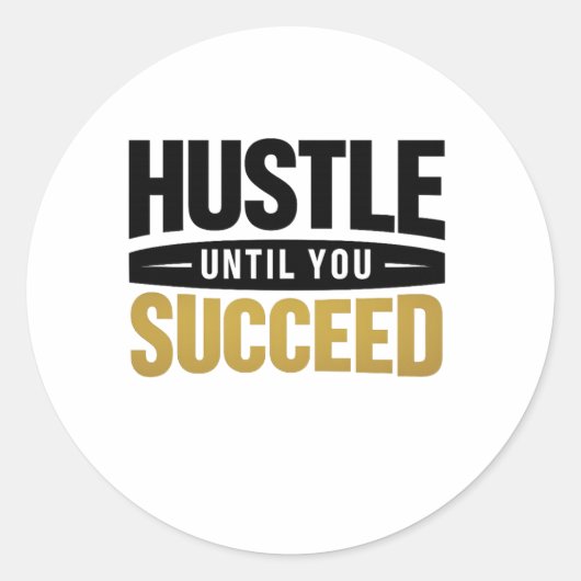 Until You Succeed – Minimal Gold Motivation Design Ronde Sticker (Voorkant)