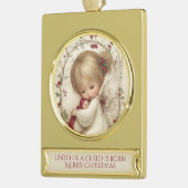Unto Us a Child Is Born – Angelic Christmas Verguld Banner Ornament (Links)