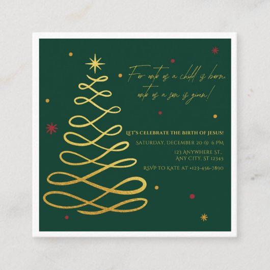 Unto Us A Child Is Born | Christmas Enclosure Card Informatiekaartje (Voorkant)