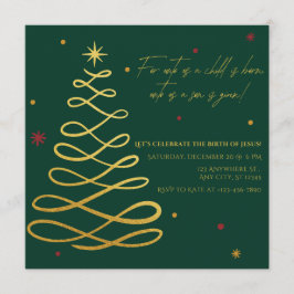 Unto Us A Child Is Born Christmas Party Invitation Kaart